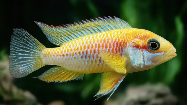 Vibrant Cockatoo Dwarf Cichlid: Apistogramma Cacatuoides in Freshwater Aquarium Setting
