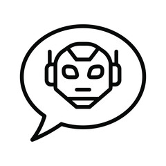 Chatbot icon with robot face inside a speech bubble