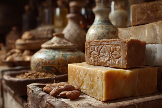 Vintage Aleppo Soap Bars: Organic Cleansing Products for Natural Hygiene and Cosmetic Care
