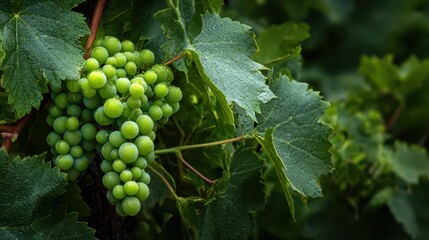 Vibrant Albarino Grapes and Vines Flourishing in the Lush Green Landscapes of Galicia, Spain
