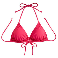 Bright Pink String Bikini Top with Ties on White Background (16 isolated on a transparent background