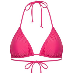 Hot Pink Bikini Top With Ties Isolated on Black Background swimwear beachwear isolated on a transparent background