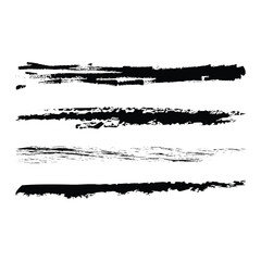 Abstract black ink brush strokes and splatters texture elements