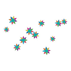 Vibrant geometric star pattern design with colorful elements