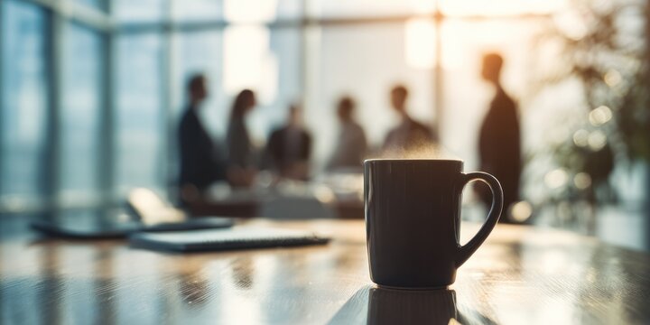 Coffee break during a business meeting in a modern office.