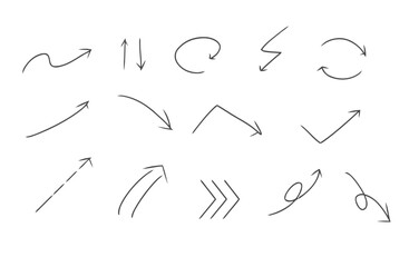 arrow, hand-drawn, sketch, doodle, curved, straight, up, down, left, right, loop, zigzag, lightning, double arrow, checkmark, pointing, direction, movement, graphic, design element, isolated, white ba