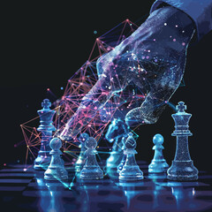 Polygonal Chess Business Strategy Wireframe