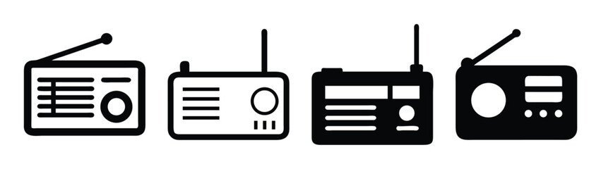 Portable radio transceiver illustration set walkie talkie communication device wireless technology gadget vector