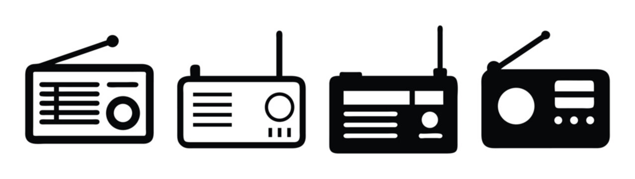 Portable radio transceiver illustration set walkie talkie communication device wireless technology gadget vector