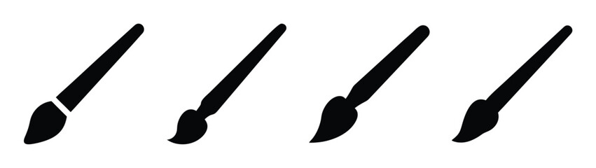 Artistic paint brushes vector illustration set for painting watercolor and acrylic projects design element