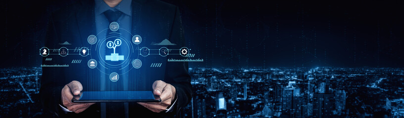 Financial investment strategy for business growth and wealth management. A concept of funding, stock market analysis, and global economic growth. Motif