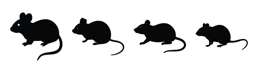 Silhouette of cute mice rodents animal illustration vector art graphic design free download stock image