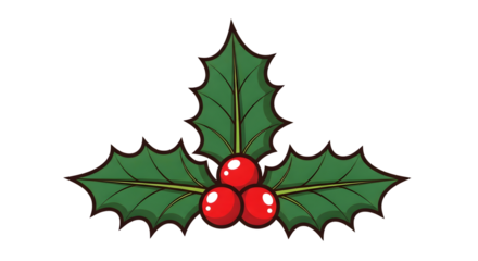 A sprig of holly with red berries and green leaves