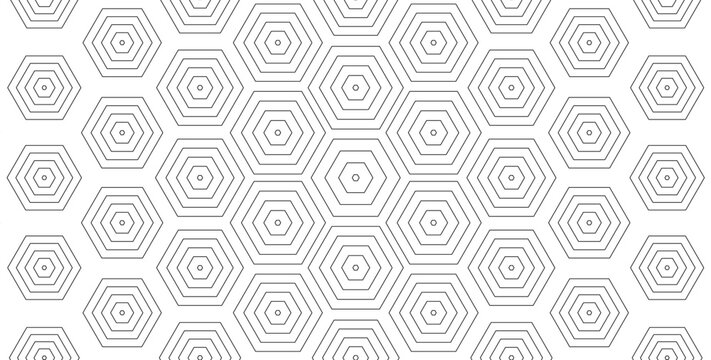 Concentric Hexagonal Pattern, Line Hexagon Geometric Background, Outline Honeycomb Texture BG. Linear Hex Backdrop Wallpaper. White Minimalistic Abstract Backgrounds. Vector Illustration