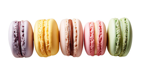 multi-colored macarons on a transparent background
