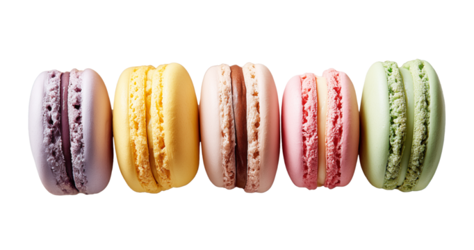 multi-colored macarons on a transparent background - Powered by Adobe