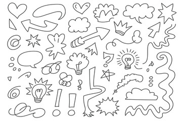 Creative Hand-Drawn Doodle Sketch Elements Set - Vector Outlines