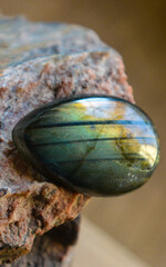 close up of a labradorite stone