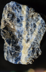 mineral stone sodalite on a black background