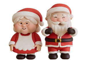 Cartoon Santa Claus and Mrs. Claus Illustration