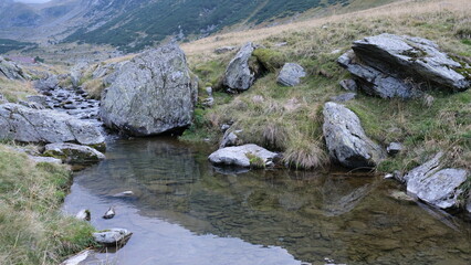 Beautiful landscape, mountain creek stream