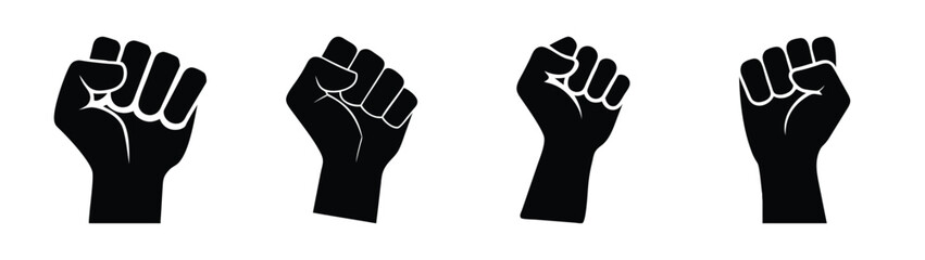 Obraz premium Vector illustration of hands clenched in fist, symbol of solidarity and resistance, raised fists