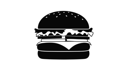 Fototapeta premium Classic hamburger graphic icon, simple black and white outline art.