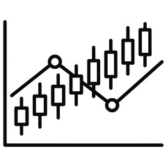 Candlestick chart showing upward trend and market growth