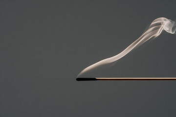 meditative smoke art, incense smoke swirling in soft natural light, against a calm neutral background, creates a meditative focus