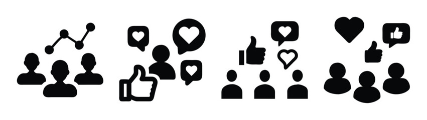 Social media engagement growth strategy with likes followers and audience interaction concept design