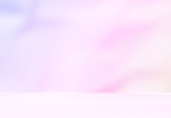 Abstract colourful room studio with pink purple yellow orange blue colours. Shadow of leaves overlay effect. Product presentation showroom. Minimal mock up blurred backdrop.