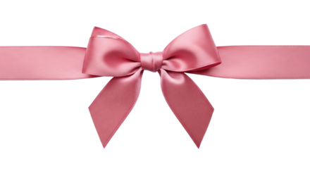 Realistic shiny pink satin bow with ribbon for gift wrapping, anniversary, or special occasion decoration. Isolated on transparent background, png