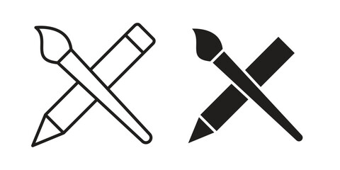 Pencil paintbrush icon, vector graphics collection. logotype graphic art design
