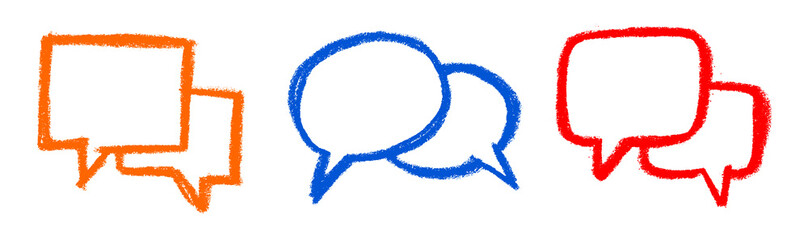 Double Speech Bubble Crayon Chalk Drawing PNG Transparent
