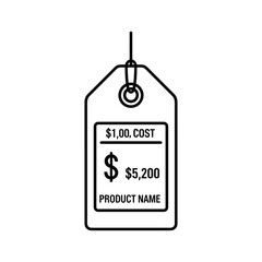Price tag with cost and product name