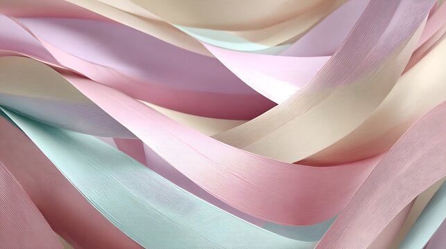 Soft pastel fabric folds with subtle textured patterns create a gentle abstract background