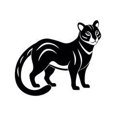 Margay Black Silhouette Wild Cat Vector Illustration