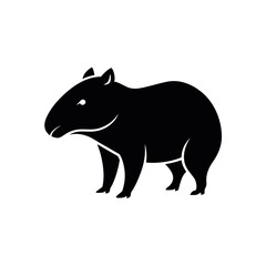 Capybara Black Silhouette Animal Vector Design
