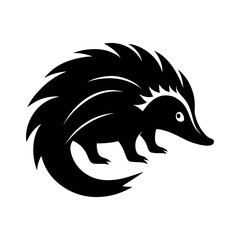 Echidna Black Silhouette Animal Vector Illustration