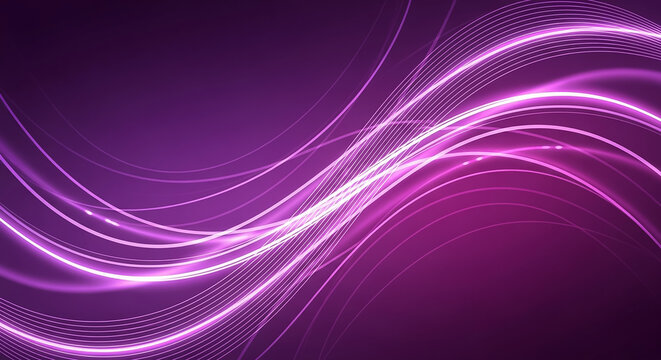 Abstract purple light waves creating dynamic glowing background - Powered by Adobe
