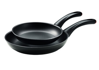 Two Black Frying Pans isolated on a transparent background
