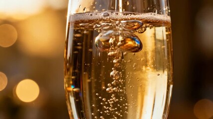 Luxurious Champagne Bubbles Rising Against a Dreamy Bokeh Background - Powered by Adobe