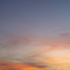 Beautiful Pastel Sunset Sky Background with Soft Blue, Purple, and Orange Clouds