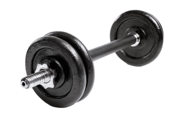 A black barbell with weights for strength training