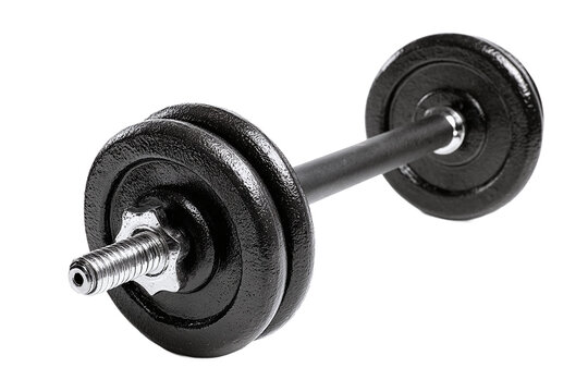 A black barbell with weights for strength training
