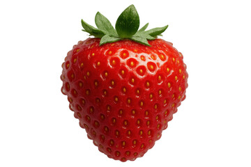 Delicious ripe strawberry with green stem presenting freshness and healthy eating on transparent background