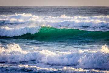 Sunlit Green Wave Breaking off Boca Raton, Florida