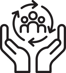 Customer care icon set in flat. Social help symbol on white. Retention client sign in black. Support service icon.
