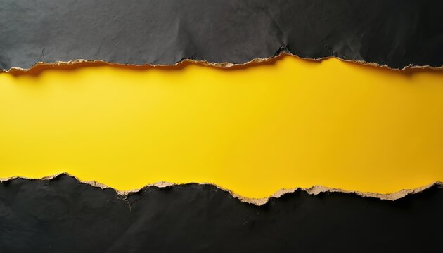 Torn black paper reveals bright yellow background space. Use for Black Friday sale announcements, discount offers, or marketing promotions. Add text for special deals. - Powered by Adobe