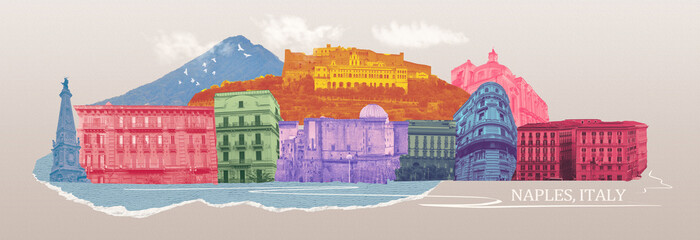 art design or collage about Napoli building at Italy
